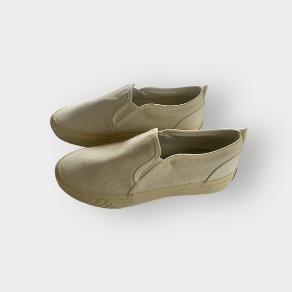 Everlane Off White Organic Cotton Canvas Slip On Sneakers Sz 7W - Picture 4 of 9